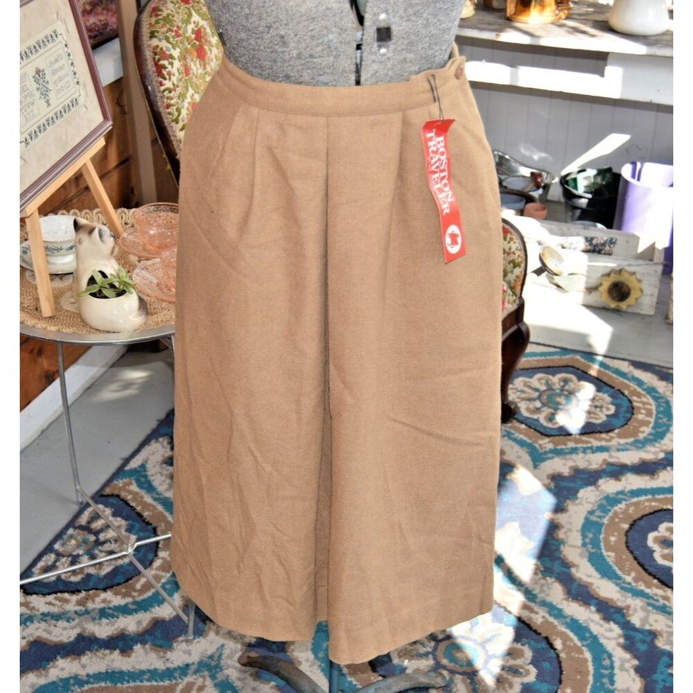 Vintage 70s-80s Boston Traveler Wool Skirt NWT Deadstock Camel Tan Size Small